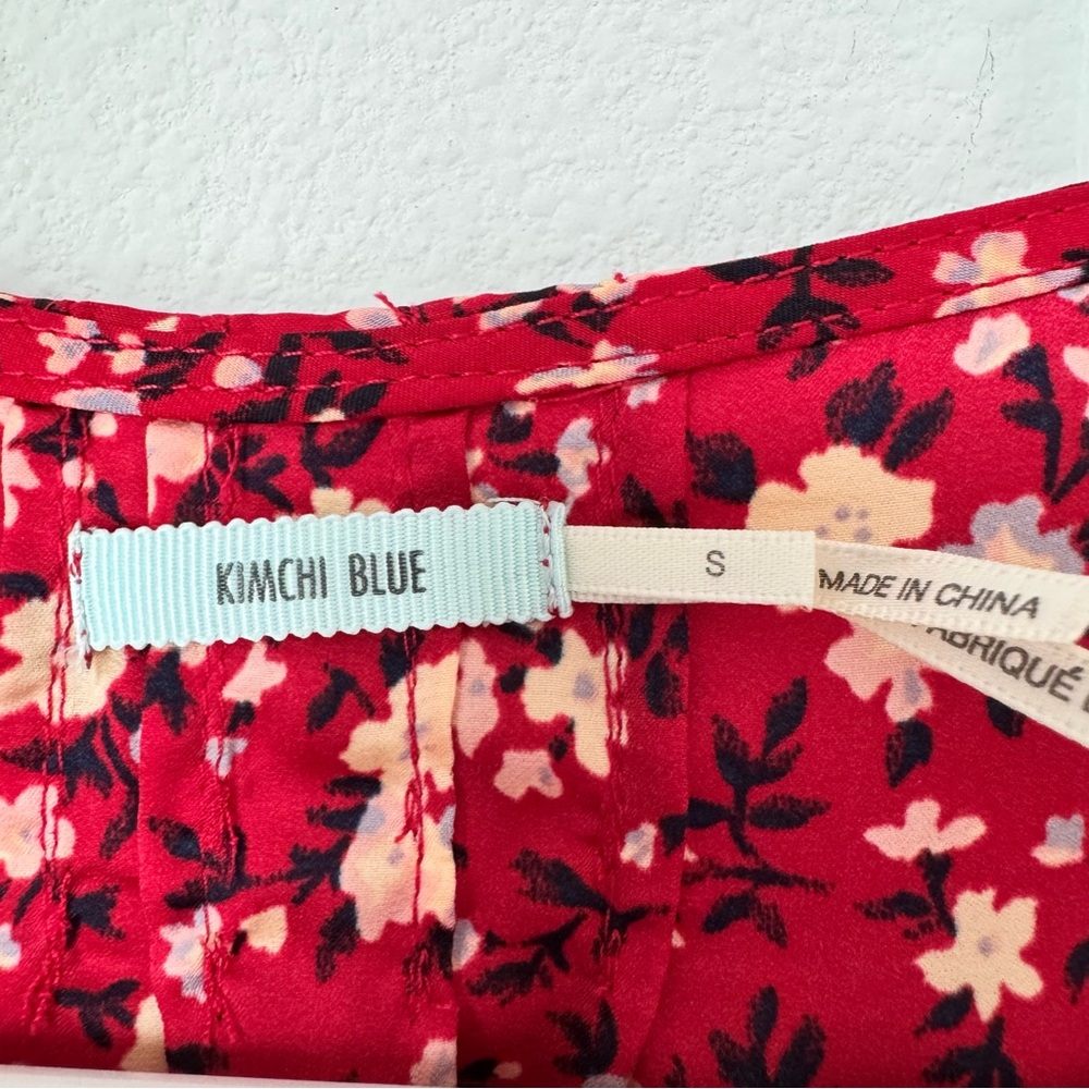 Kimchee Blue Silky Sabrina Shirt Dress Size Small Red Floral ASO Vampire Diaries - Picture 4 of 16